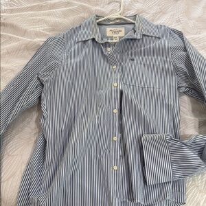 Abercrombie & Fitch Navy and White Striped Shirt